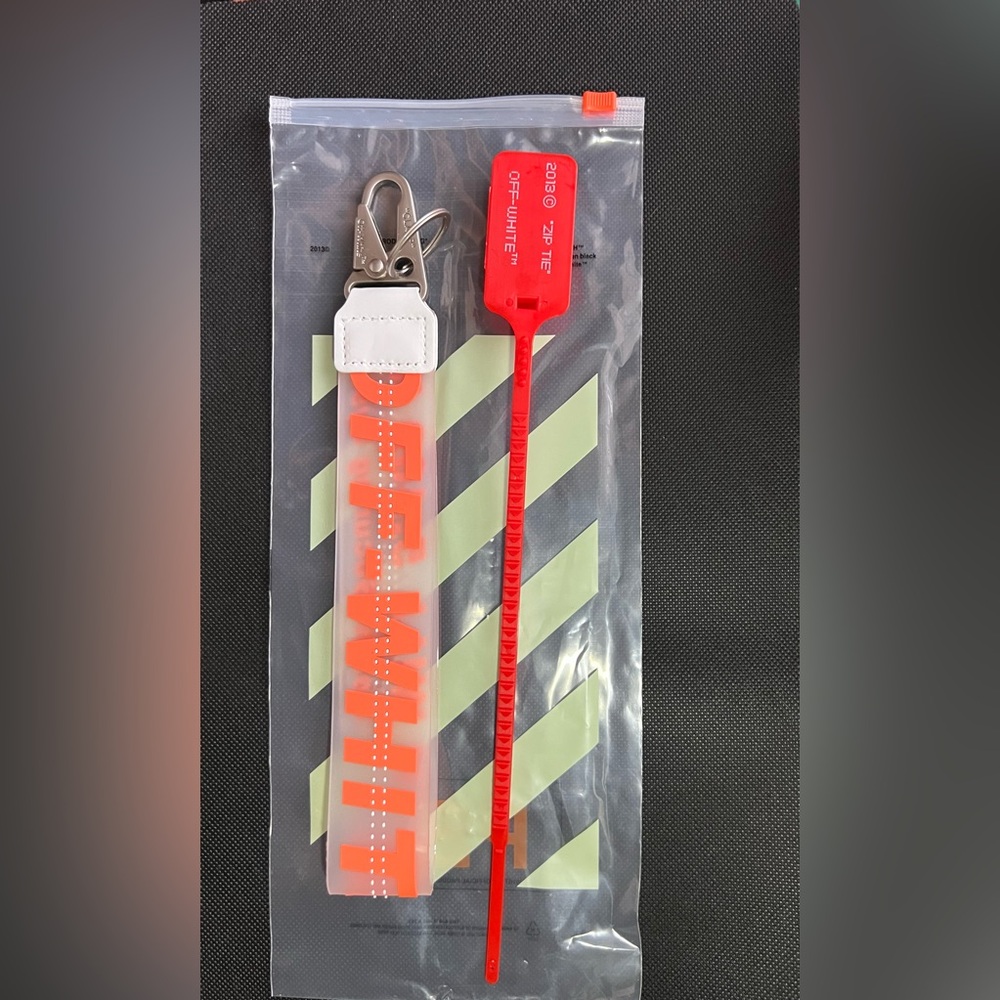 Off-white Lanyard Keychain with industrial clasp (Orange)